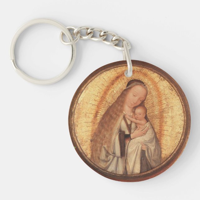 Porte-clés VIRGIN AVEC ENFANT Ave Maria Parchemin de prière (Devant)