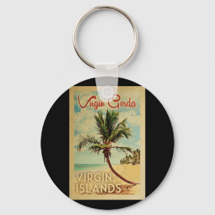 Porte-clés Virgin Gorda Palm Tree Vintage voyage