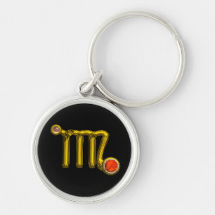 PORTE-CLÉS VIRGO / GOLD ORANGE AGATE ZODIAC SIGNE JEWEL