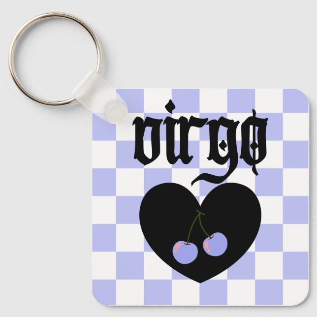 Porte-clés Virgo Gothique esthétique À damiers Cherry Design (Recto)