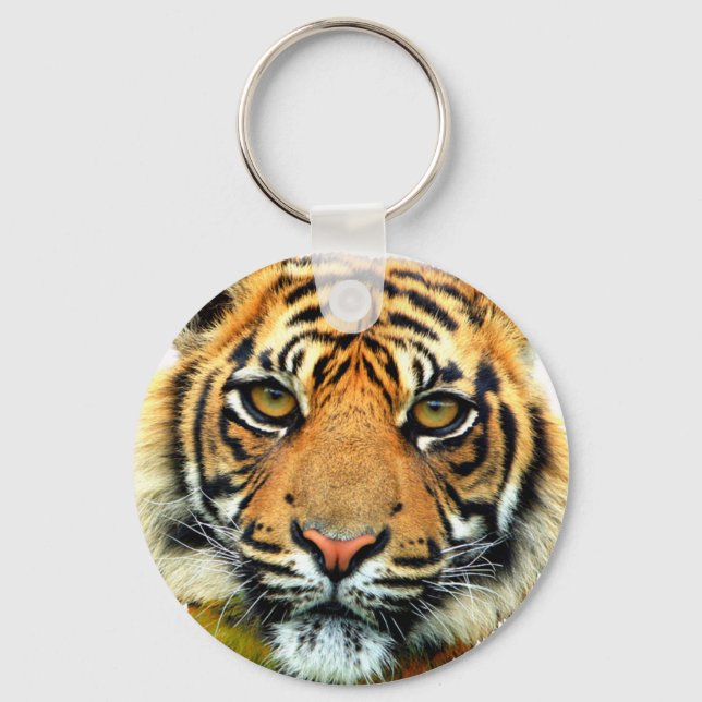 Porte-clés Visage d'animal tigre sauvage (Recto)