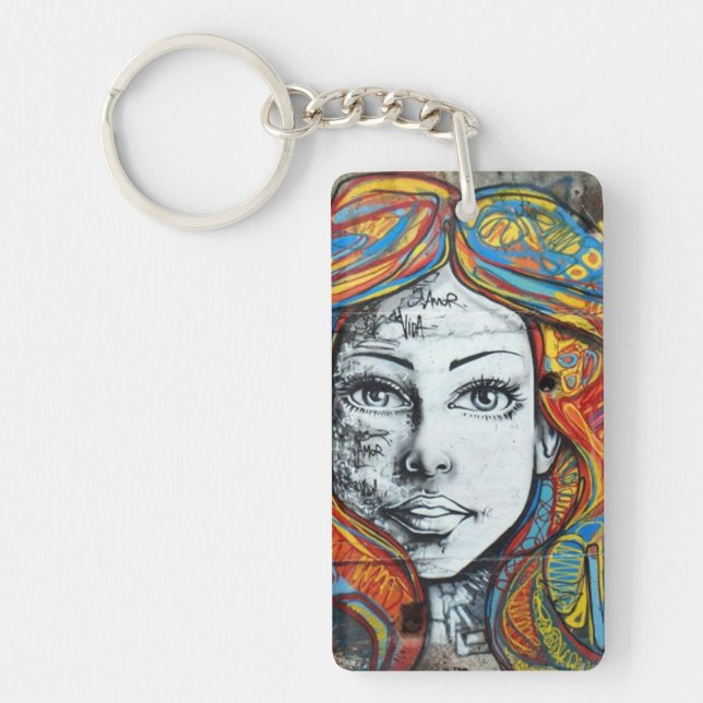 Porte-clés - Visage d'art de rue (Devant)