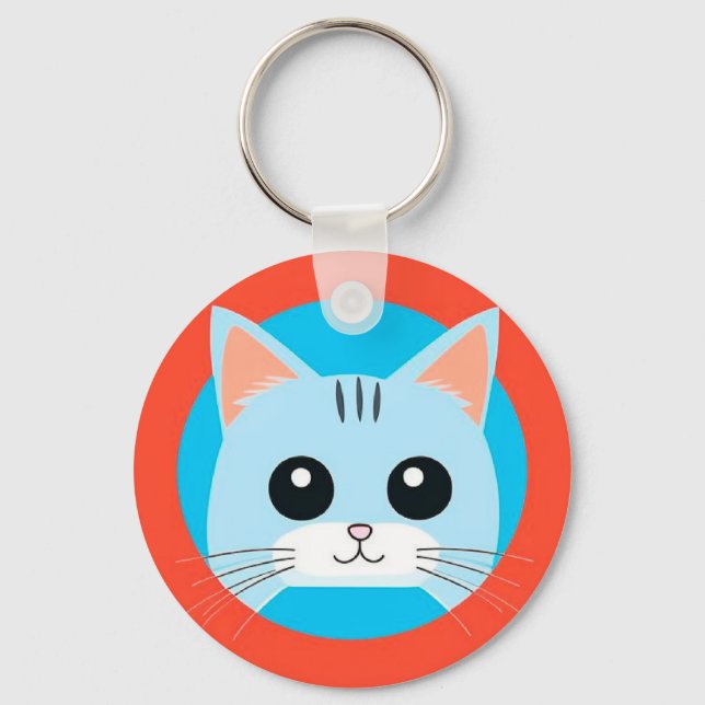 Porte-clés Visage de chat de dessin animé mignon (Recto)