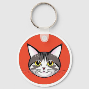 Porte-clés Visage de chat de dessin animé mignon avec design 