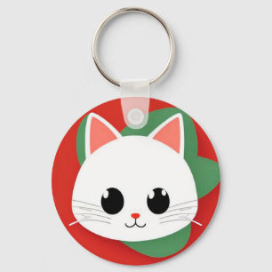 Porte-clés Visage de chat de dessin animé mignon avec design