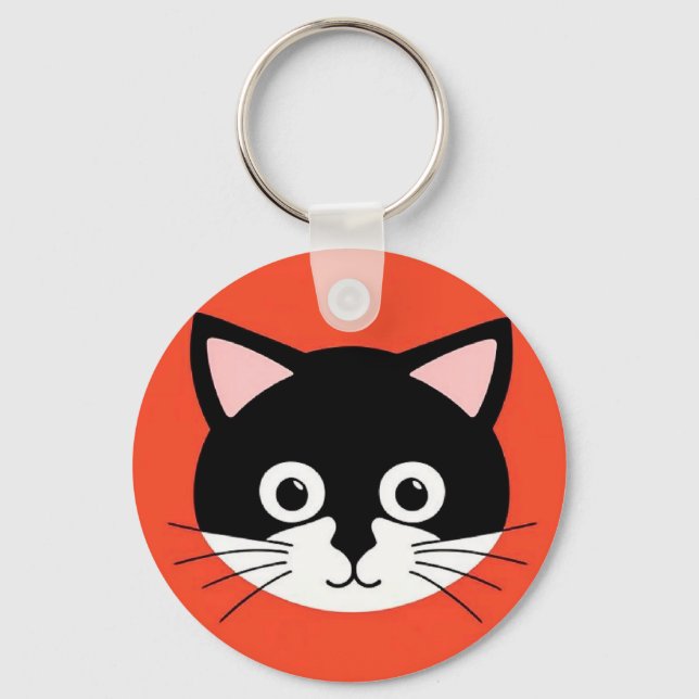 Porte-clés Visage de Chat Mignon Illustration Vibrante (Recto)