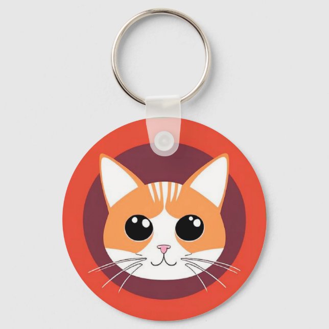 Porte-clés Visage de Chat Mignon Illustration Vibrante (Recto)