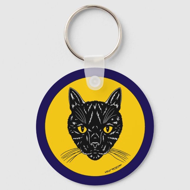 Porte-clés Visage de chat noir (Recto)