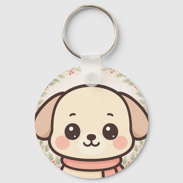 Porte-clés visage de chiot kawaii mignon (Recto)