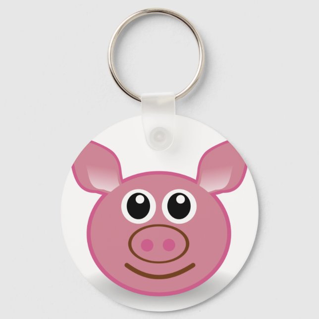 Porte-clés Visage de dessin de porc (Recto)