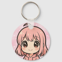 Porte-clés Visage de Fille Anime Kawaii Mignon