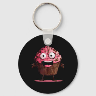 Porte-clés Visage de muffin rose drôle pour cupcakes et muffi