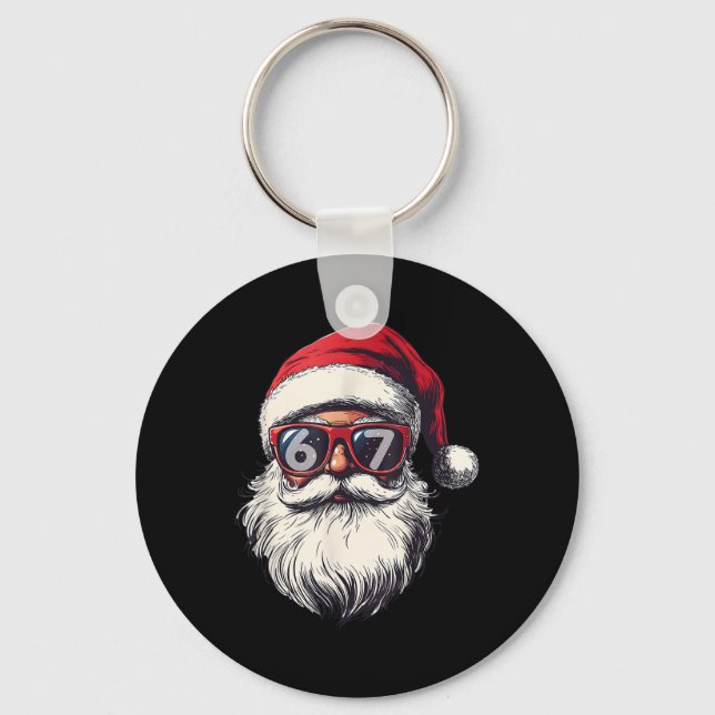 Porte-clés Visage de Père Noël 67 Noël Six Sept Bruh Meme  (Recto)