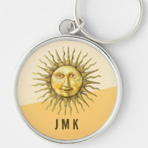 Porte-clés Visage de Soleil Céleste Bloc de Couleurs Monogram