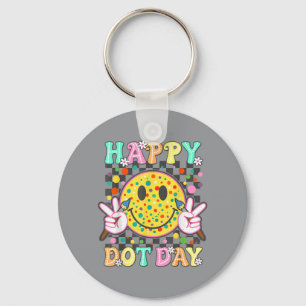 Porte-clés Visage de sourire amusant à pois colorés Groovy Co