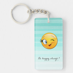 Porte-clés Visage d'Emoji clin d'œil adorable - Soyez heureux