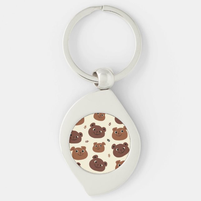 Porte-clés Visage d'ours drôle (Devant)