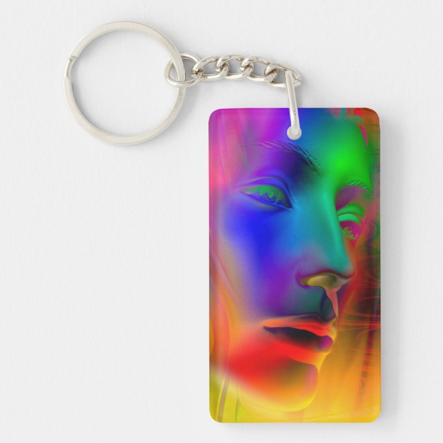 Porte-clés Visage d'une femme psychédélique (Devant)