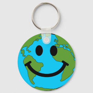 Porte-clés Visage heureux de smiley de la terre