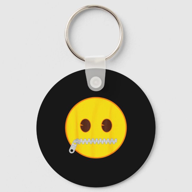 Porte-clés Visage jaune sourire bouche fermeture éclair Émoji (Recto)
