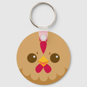 Porte-clés Visage mignon de poule/poulet