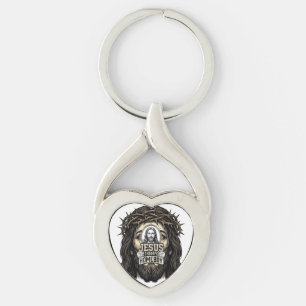 Porte-clés Visage saint couronné gravé vintage vector design_
