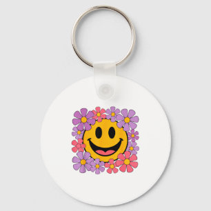 Porte-clés Visage Souriant Fleur de Daisy Rétro Heureux Esthé