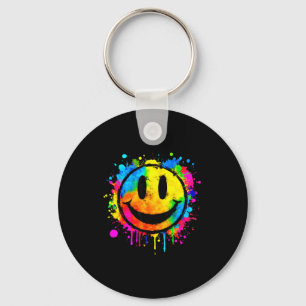 Porte-clés Visage Souriant Mignon Éclaboussure de Peinture So
