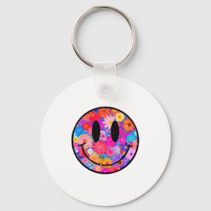 Porte-clés Visage Sourire Joyeux Rétro Marguerite Style Prépa