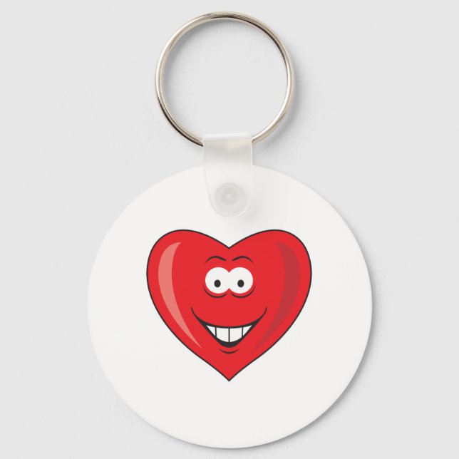 Porte-clés Visage Valentin en forme de coeur (Recto)
