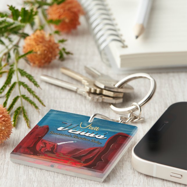 Porte-clés Visitez l'affiche vintage de Vénus (Devant Droit)