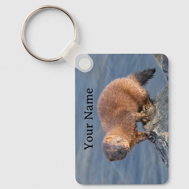 Porte-clés Vison américain mignon personnalisé (Recto)