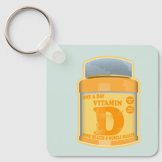 Porte-clés Vitamine D capsules santé et bien-être (Recto)
