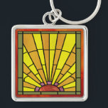 Porte-clés Vitrail Art Déco 3<br><div class="desc">Grand porte - clé en métal de qualité supérieure carré avec vitrail Art déco représentant un soleil jaune-orange illuminant la journée par des rayons de lumière jaunes et orange. Voir porte - clé acrylique à un côté, bouton carré et collier carré carré correspondant. Voir l'ensemble de la collection de Porte...</div>