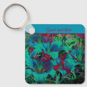 Porte-clés Vivid Blue Lily Flowers Personalized