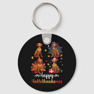 Porte-clés Vizsla Lover Halloween Joyeux Noël Joyeux Happy Ha