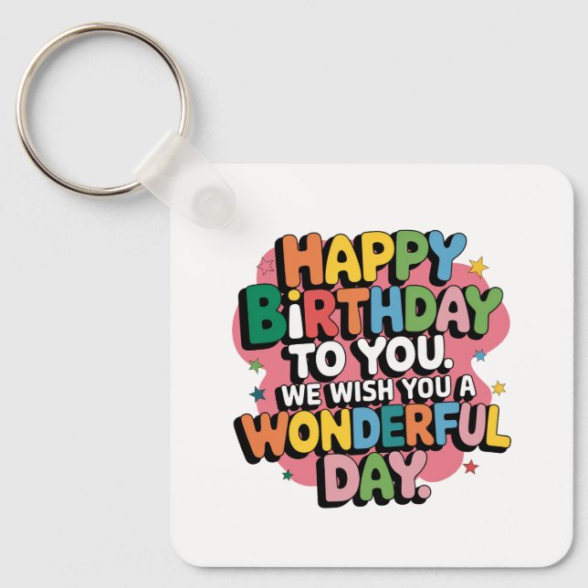 Porte-clés Vœux d'anniversaire colorés (Recto)