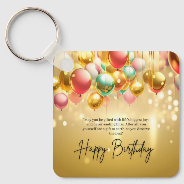 Porte-clés Vœux d'anniversaire doré (Recto)