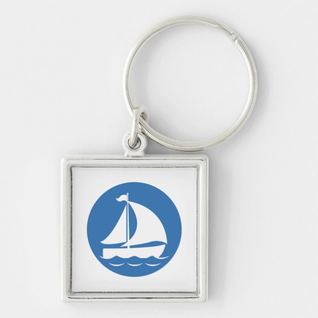 Porte-clés Voilier en cercle bleu (Devant)