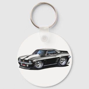 Porte-clés Voiture 1969 Noir-Blanche de Camaro solides