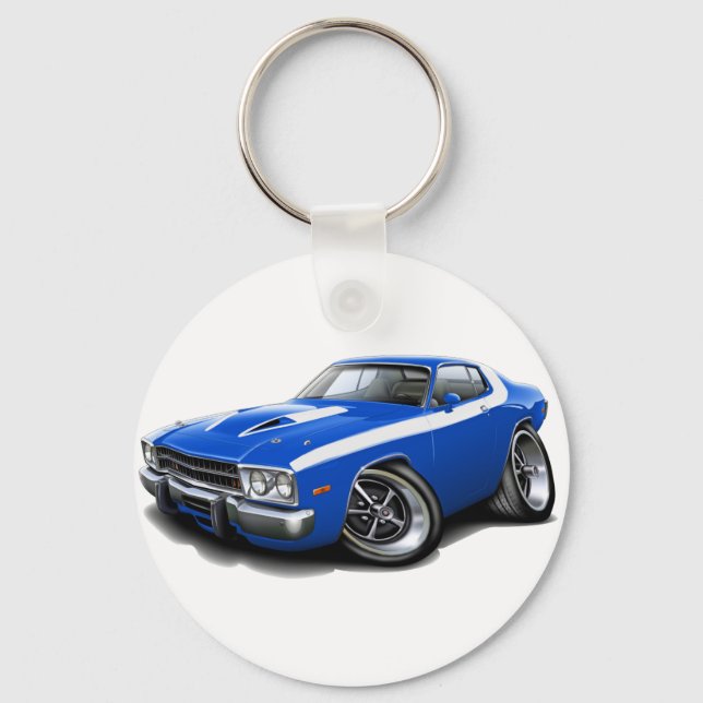 Porte-clés Voiture bleu-blanc 1973-74 Roadrunner (Recto)