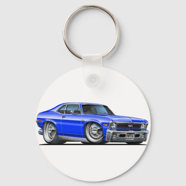 Porte-clés Voiture bleu Chevy Nova (Recto)