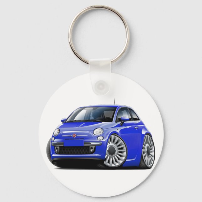 Porte-clés Voiture bleue Fiat 500 (Recto)