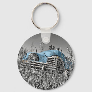 Porte-clés Voiture bleue vintage