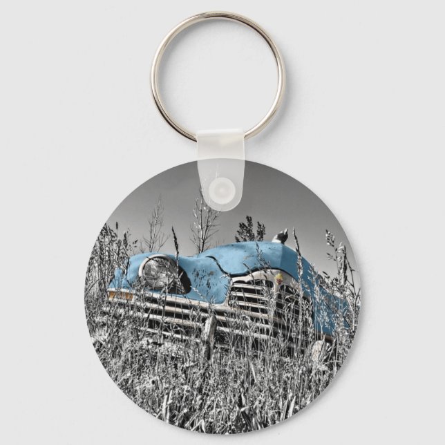 Porte-clés Voiture bleue vintage (Recto)