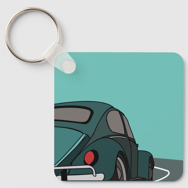 Porte-clés Voiture Bleue Voiture Classique  (Recto)