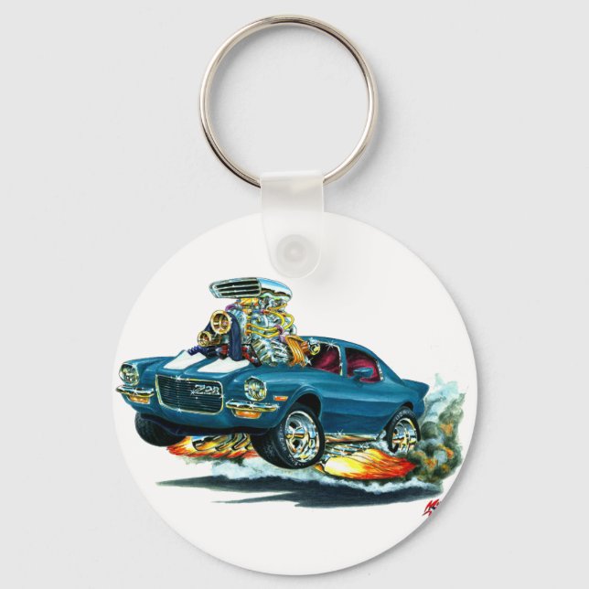 Porte-clés Voiture Camaro Bleu-Blanc 1970-72 (Recto)