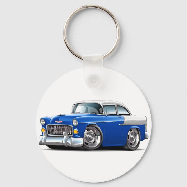 Porte-clés Voiture Chevy Belair bleu-blanc 1955 (Recto)