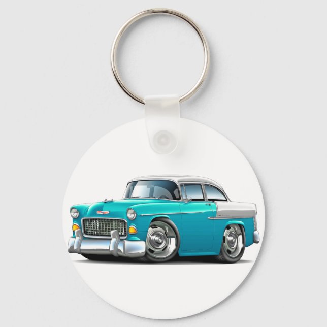 Porte-clés Voiture Chevy Belair Turquoise-White 1955 (Recto)