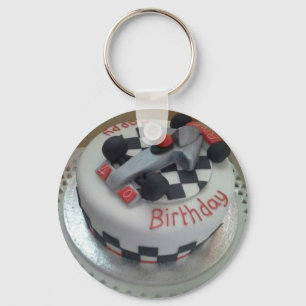 Porte-clés voiture de course d'anniversaire heureuse